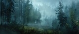 Fog On The Forest With Dense Trees Rainny Forest In World