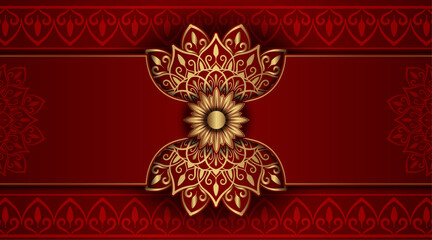 Wall Mural - luxury red background with mandala ornament