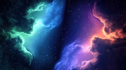 Wall Mural - a vibrant cosmic scene with colorful nebulae and stars, evoking a sense of wonder.