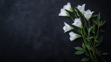 Poster - A bouquet of white flowers arranged elegantly against a dark background.