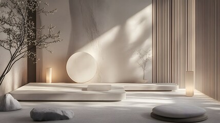 Fototapete - 2. A captivating scene showcasing a minimalist luxury display with unique textures and refined materials, set against a soft gradient background that enhances the overall sophistication