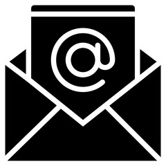 Open Mail Solid Icon Design Vector