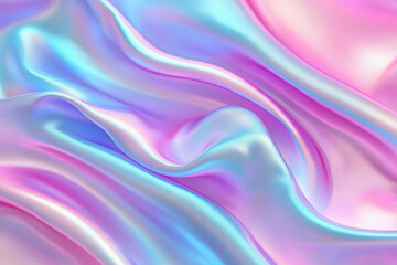 Poster - Smooth pink and blue satin fabric flowing and forming waves