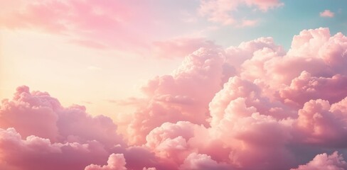 Aufkleber - Pink fluffy cloudscape illuminating the sky at sunset