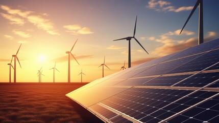 Wall Mural - solar cell in solar farm, alternative energy and sustainable energy, photovoltaic, pure energy renew
