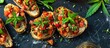 © 2rogan - Homemade Bruschetta With Marijuana And Natural Ingredients Top View