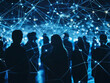 © thien - image depicts people in silhouette against backdrop of glowing nodes and lines, creating sense of connection and interaction in digital landscape
