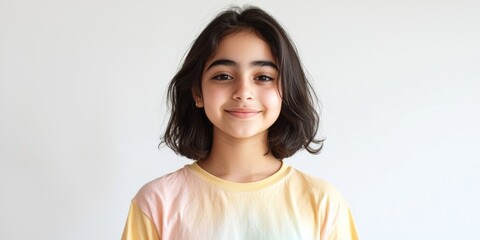 A young Middle Eastern girl wearing a t-shirt, generative AI