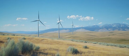 Wind turbines in a field