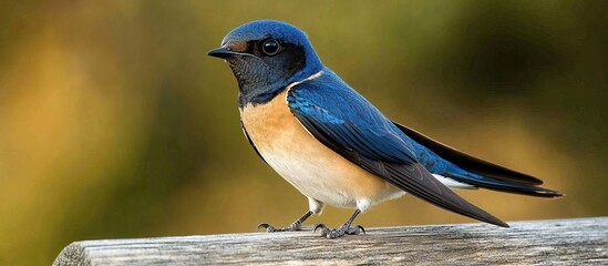 Wall Mural - A Blue-and-Tan Bird Perched on a Branch