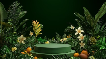 Poster - Empty Podium Surrounded by Lush Greenery