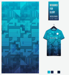 Wall Mural - soccer jersey fabric textile pattern design for football kit, sport t-shirt mockup for football club. Uniform front view. Geometric pattern for sport background. Hud pattern.