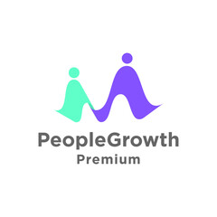 Initial letter M shape people growth logo design