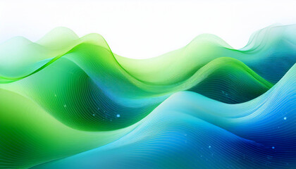 abstract waves of green and blue that are isolated on a clear or white background