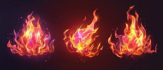 Vibrant Cartoon Fire Animation, a dynamic depiction of bright red flames in an anime style, featuring an alpha channel for seamless integration into various projects.