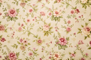Wall Mural - Vintage pink roses floral pattern on light background