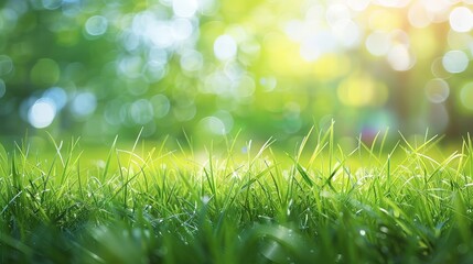 Fresh Green Grass in a Sunny Meadow 