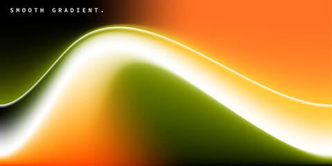 Wall Mural - Vibrant smooth gradient background. Abstract wavy backdrop template. Orange, green, and black color gradation. Suitable for advertisement poster, banner, or cover.