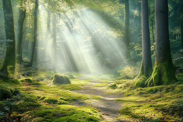 rays of light in forest