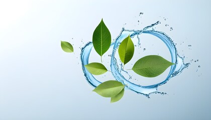 Wall Mural - Eco-Friendly Business Flowchart Featuring Water and Leaf Motifs for Sustainable Practices