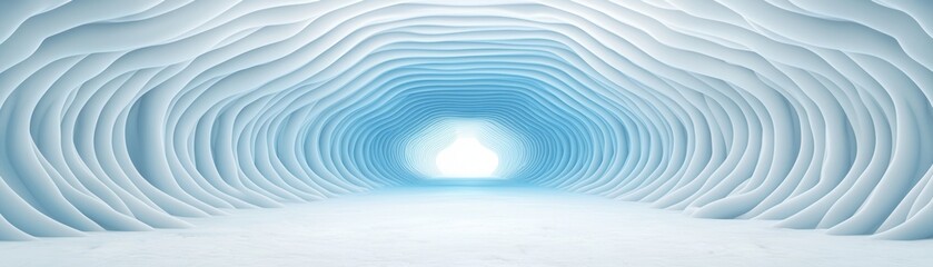 Canvas Print - Abstract Curved Tunnel with Light at the End.