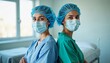© Vintage Stock - Confident Female Nurses Wearing Masks in Hospital Room