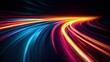© Alice - Speed motion of glow smooth light lines. Neon road effect on night background.