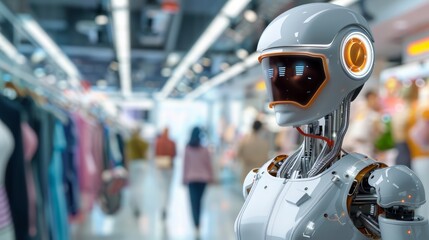 Poster - Futuristic Humanoid Robot in Trendy Fashion Setting