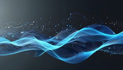 Dynamic Abstract Technology Waves: Grey and Blue Communication Network Poster Concept