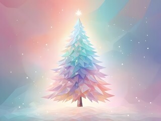 Wall Mural - abstract pastel blur glow Polygonal Christmas holidays background, Christmas tree