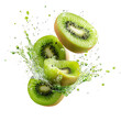 © Stone Story - Fresh kiwi slices with a splash of water, showcasing vibrant green colors and juicy texture, perfect for a refreshing fruit concept.