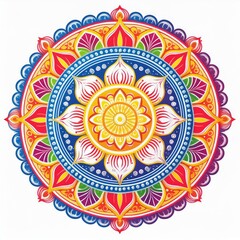 Mandala art design also called rangoli, decorative elements on white background