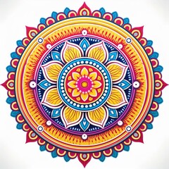 Mandala art design also called rangoli, decorative elements on white background