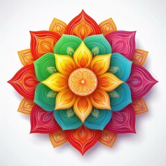 Mandala art design also called rangoli, decorative elements on white background