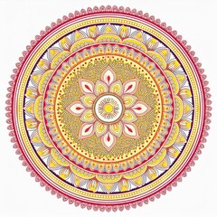 Mandala art design also called rangoli, decorative elements on white background