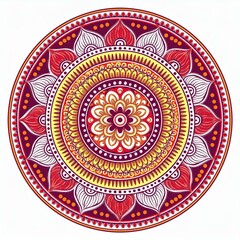 Mandala art design also called rangoli, decorative elements on white background