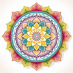 Mandala art design also called rangoli, decorative elements on white background