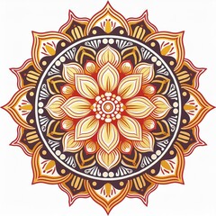 Mandala art design also called rangoli, decorative elements on white background