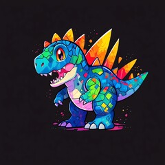 Canvas Print - Colorful Dinosaur Illustration