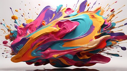 Fototapete - minimalist galaxy with bold pop art colors and abstract expressionist forms. Envision a vast, open space where giant float against a stark background