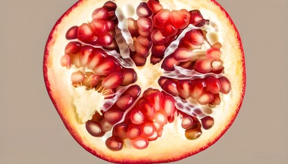 Vibrant Red Seeds of Juicy Pomegranate Cut in Half for Health and Nutrition Projects