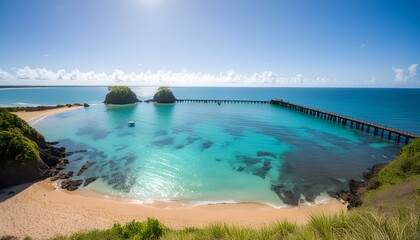 Wall Mural - Majestic sunrise over Flagler Beach Fishing Pier in Florida