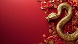 luxury red and gold chinese snake new year background with copy space for text, snake year