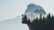 © Pemika - Silhouette of a woman with mountains and trees in background, double exposure