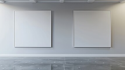 Two Blank Canvas Paintings in a Modern Gallery