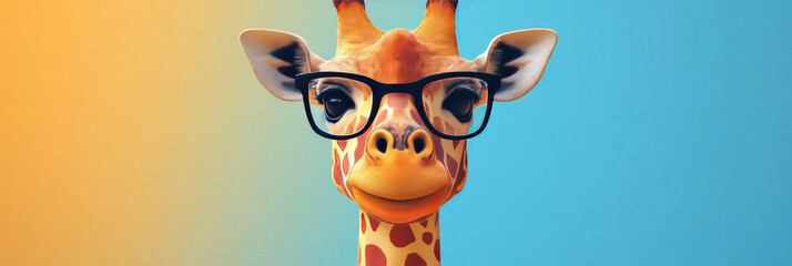 Sticker - A giraffe wearing glasses looks directly at the camera with a smile.