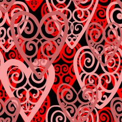 Canvas Print - pattern with hearts abstract seamless repeat background 