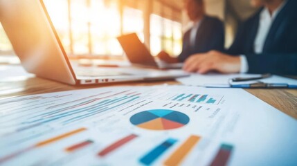Poster - Business Professionals Analyzing Financial Data with Charts and Graphs