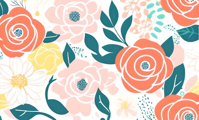 Poster - seamless pattern with roses