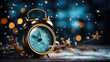 © Алина Бузунова - Clock on blue background. Happy new year 2025 concept